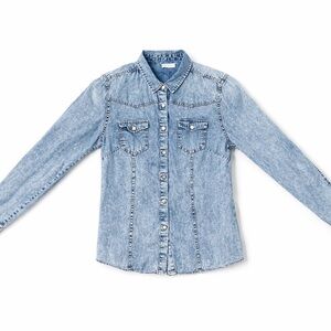 Brave Soul Light Wash Denim Button-Up Shirt